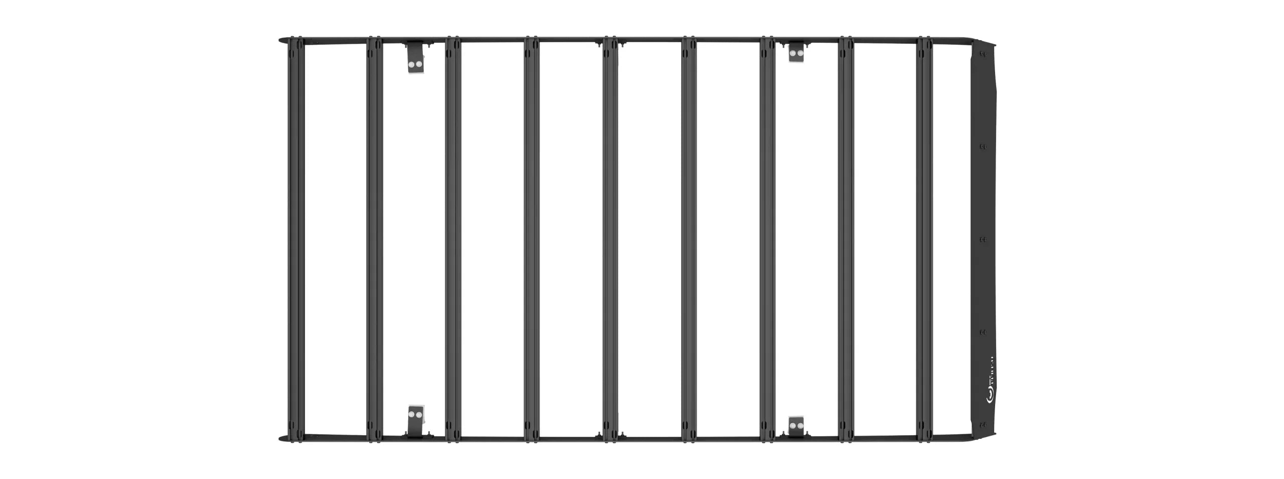 Black metal roof rack platform for overlanding vehicles and expedition gear