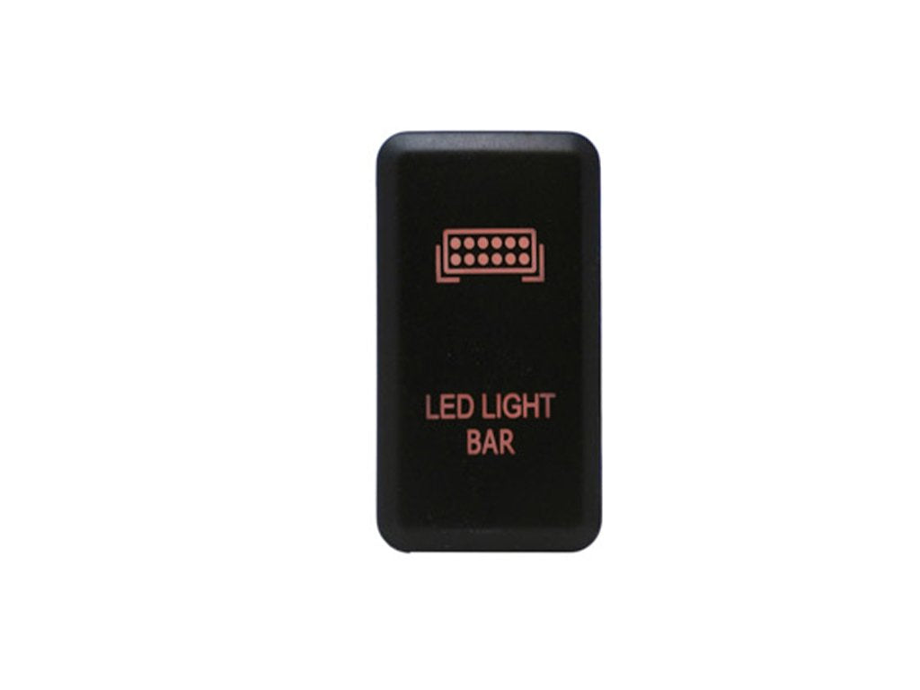 Black LED light bar rocker switch with amber indicator, for off-road vehicle accessory control