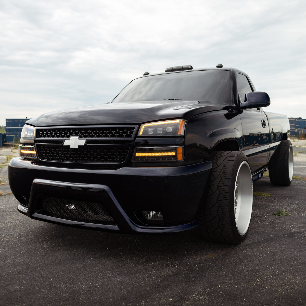AlphaRex NOVA-Series LED Projector Headlights with Bumper Lights for Chevrolet Silverado 1500 / Chevrolet Silverado HD 2500/3500 - Black