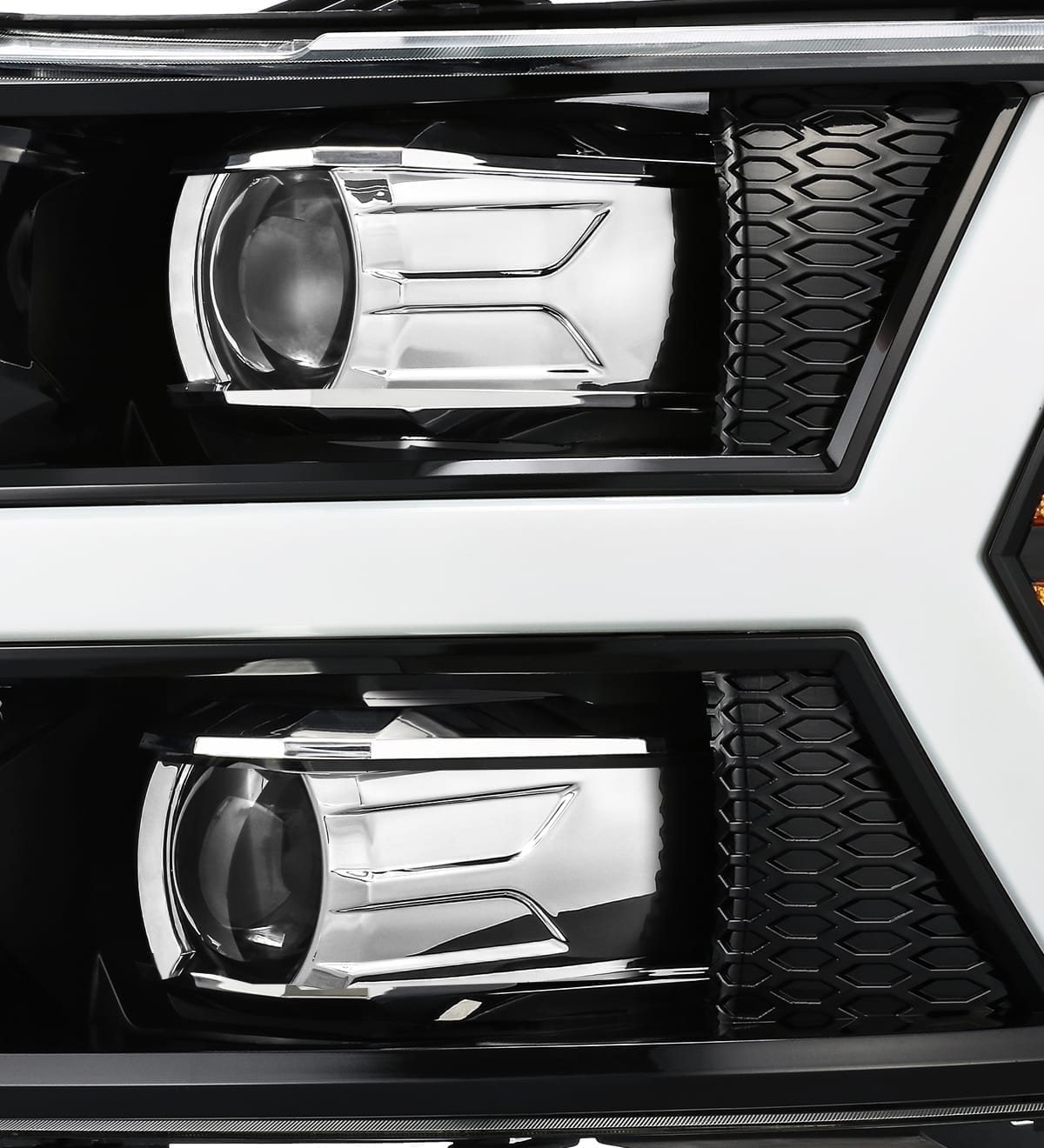 AlphaRex PRO-Series Halogen Projector Headlights for Chevrolet Silverado 1500 / Chevrolet Silverado HD 2500/3500 - Jet Black