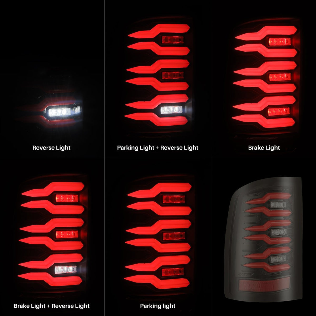 AlphaRex LUXX-Series LED Tail Lights for GMC Sierra 1500 / GMC Sierra HD 2500/3500 - Black Red