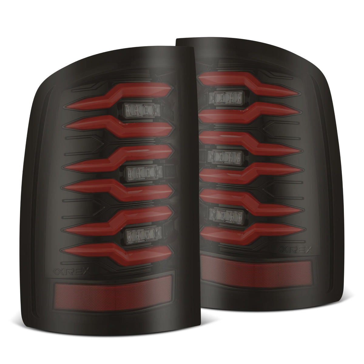 AlphaRex LUXX-Series LED Tail Lights for GMC Sierra 1500 / GMC Sierra HD 2500/3500 - Black Red