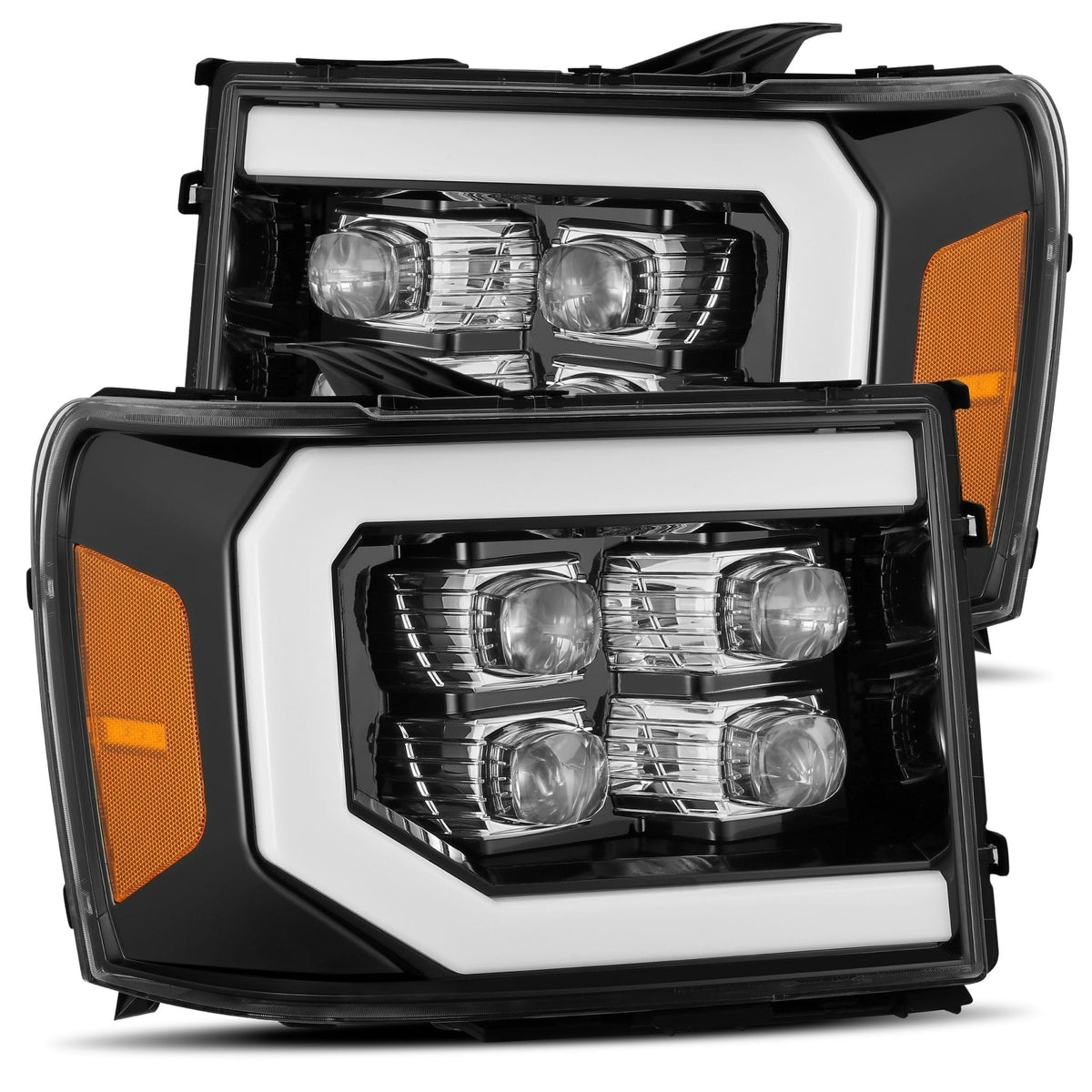 AlphaRex NOVA-Series LED Projector Headlights for GMC Sierra 1500 / GMC Sierra HD 2500/3500 - Jet Black