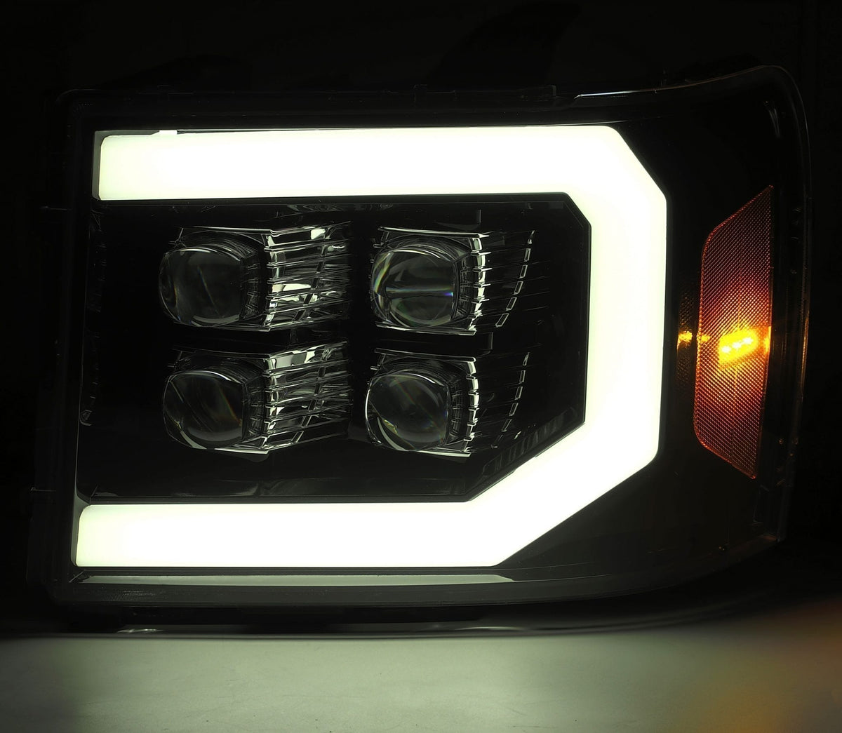 AlphaRex NOVA-Series LED Projector Headlights for GMC Sierra 1500 / GMC Sierra HD 2500/3500 - Jet Black
