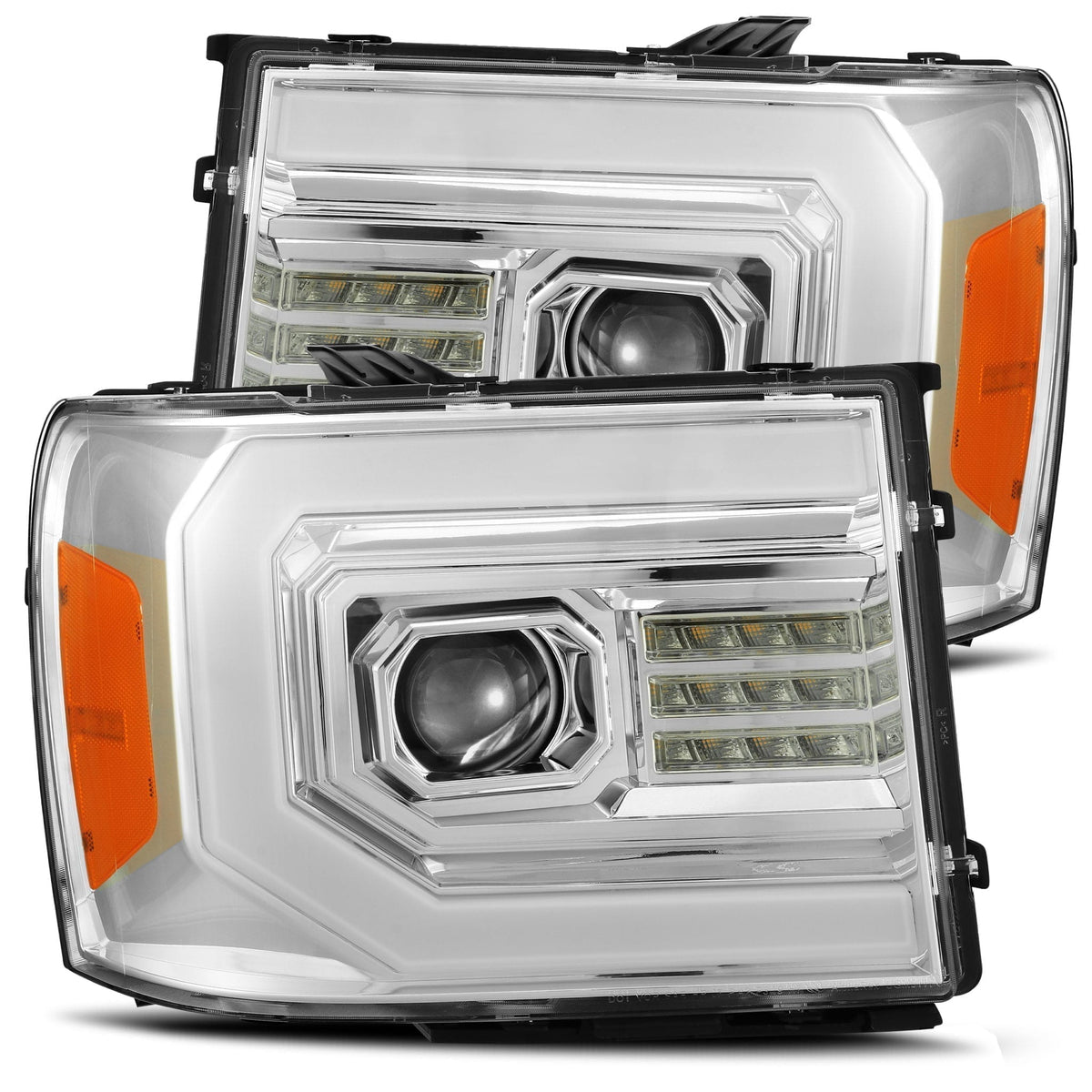 AlphaRex PRO-Series Halogen Projector Headlights for GMC Sierra 1500 / GMC Sierra HD 2500/3500 - Chrome