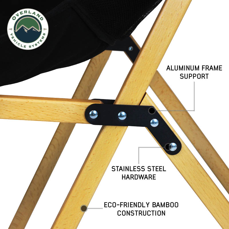 Overland Vehicle Systems Kick It collapsible camp chair with bamboo frame and storage bag - view 3