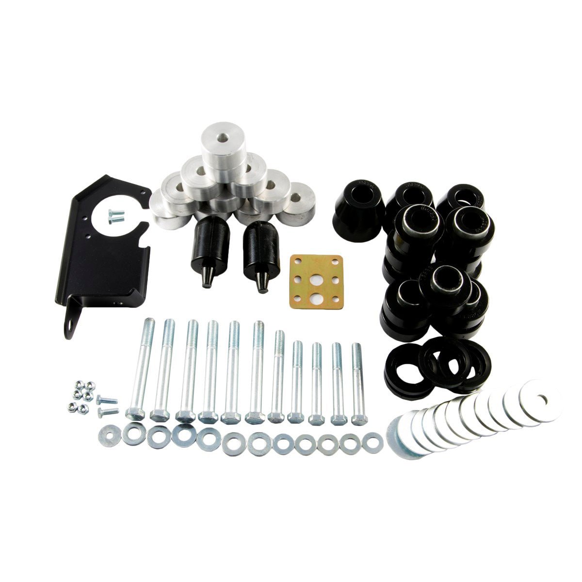 Body lift kit with poly body mounts and hardware for Jeep Wrangler TJ and LJ