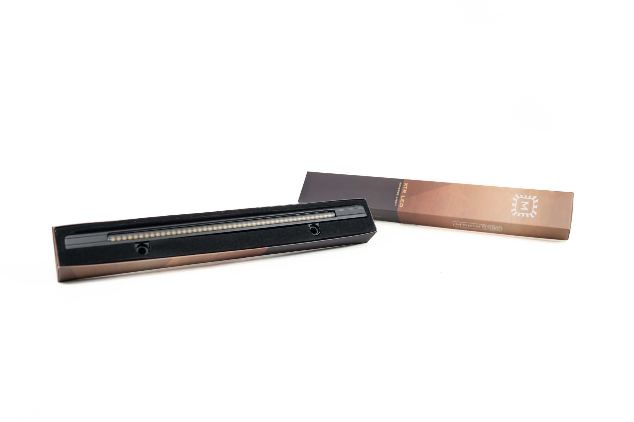 Morimoto XTR LED light bar with brown and black packaging for vehicle overlanding
