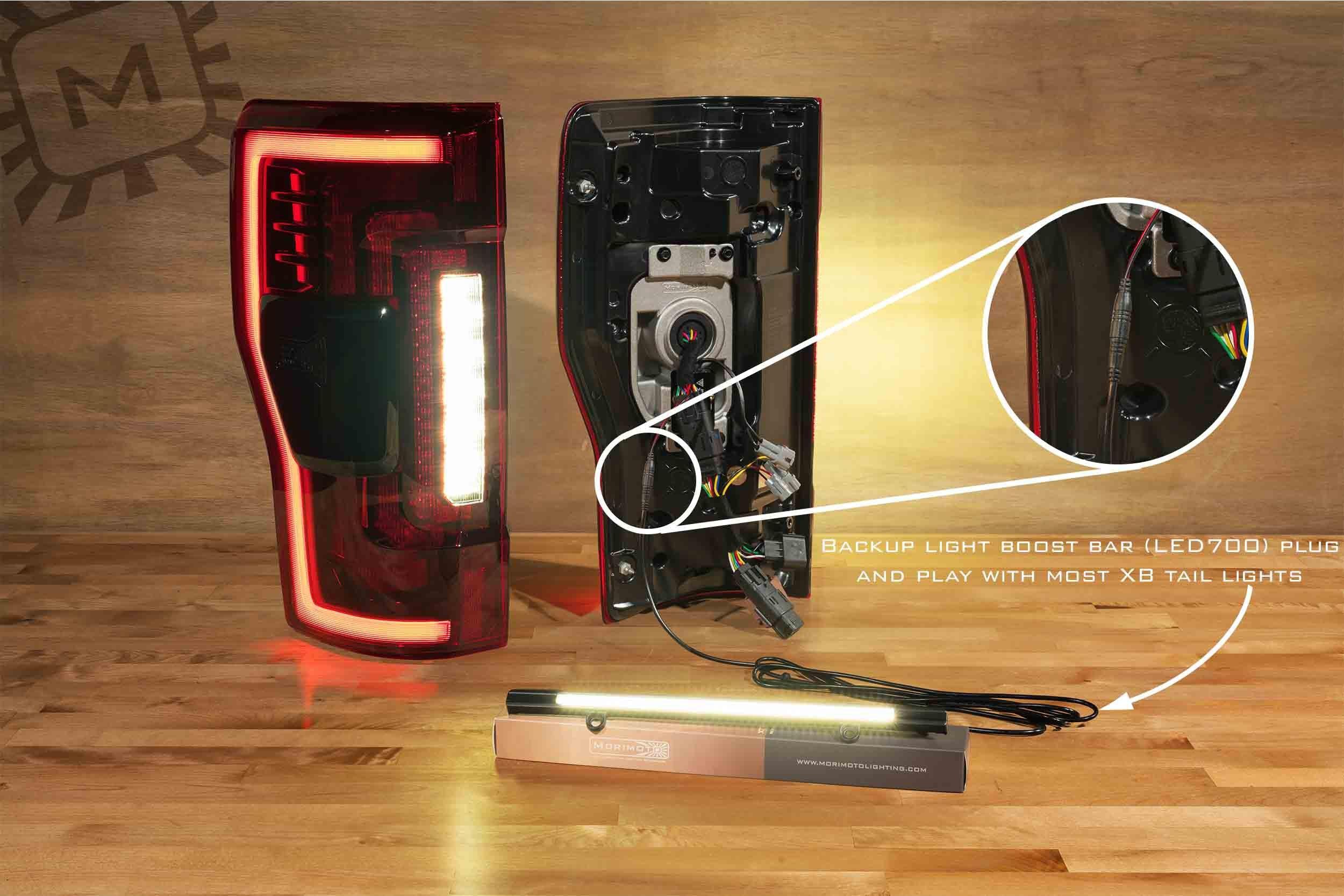 LED tail light assembly and backup light boost bar for off-road or overlanding vehicles