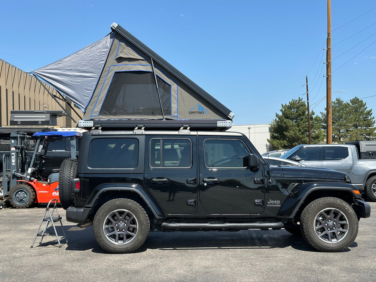 Dirtbox Overland rackless roof top tent for Jeep Wrangler