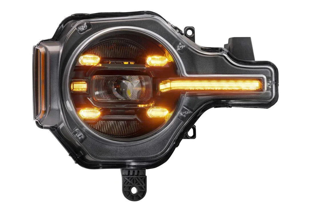 LED projector headlight assembly with amber daytime running lights for off-road vehicles