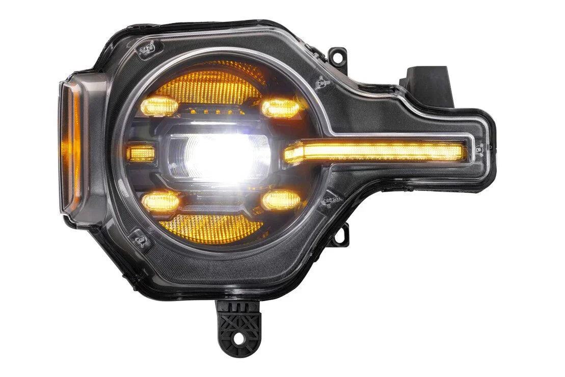 LED headlight with amber accent and sequential turn signal for off-road vehicles