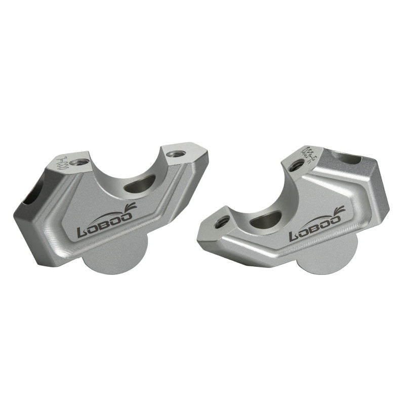 LOBOO Handlebar Risers for BMW F750GS / F850GS / F850GS Adventure / F900GS Adventure (2021-on) – CNC Aluminum 0.75 in Rise / 0.98 in Setback, Silver Anodized Finish