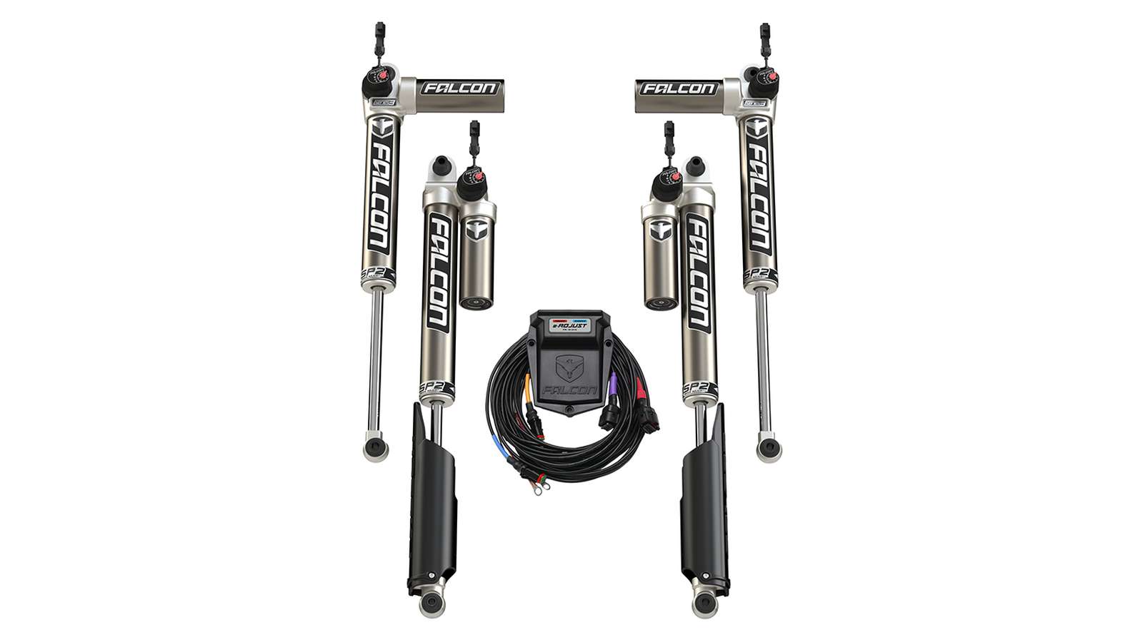 Falcon vehicle suspension shock absorbers and control kit for off-road trucks and SUVs