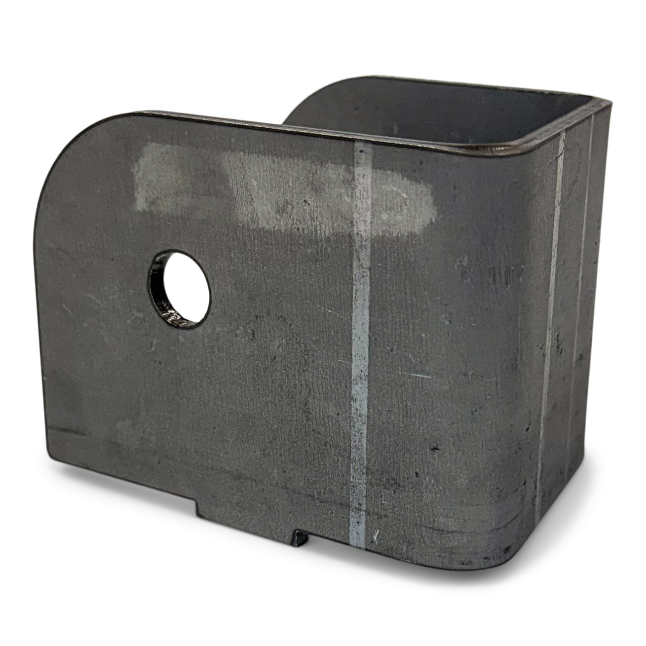 Steel bracket with rounded edges and bolt hole for off-road vehicle mounting