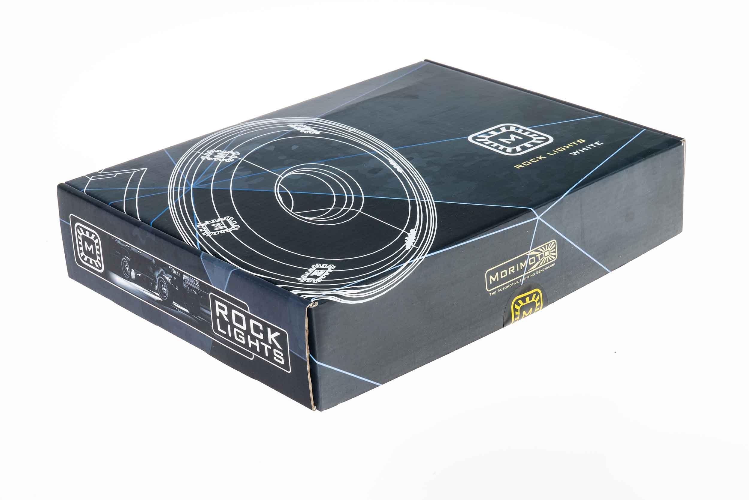Morimoto Rock Lights white LED kit packaging for off-road vehicles