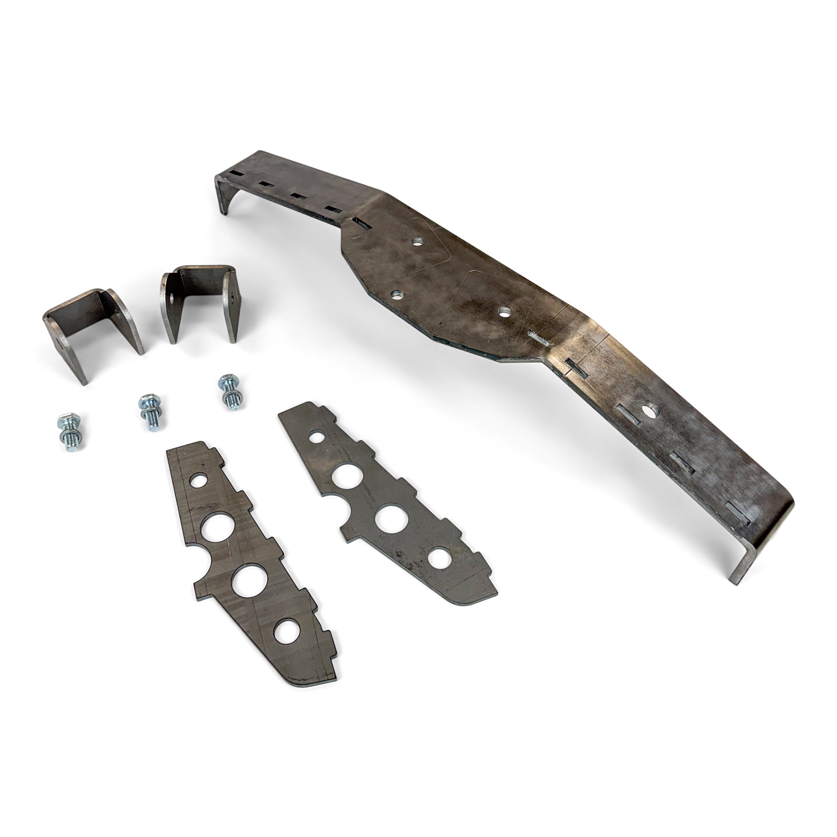 Steel skid plate kit with mounting brackets and hardware for off-road vehicle protection