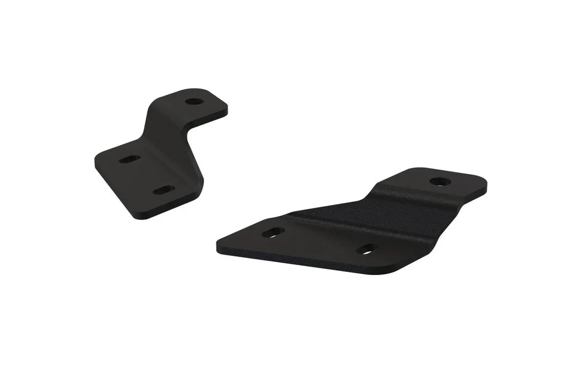 Pair of black powder-coated steel mounting brackets for off-road vehicle accessories