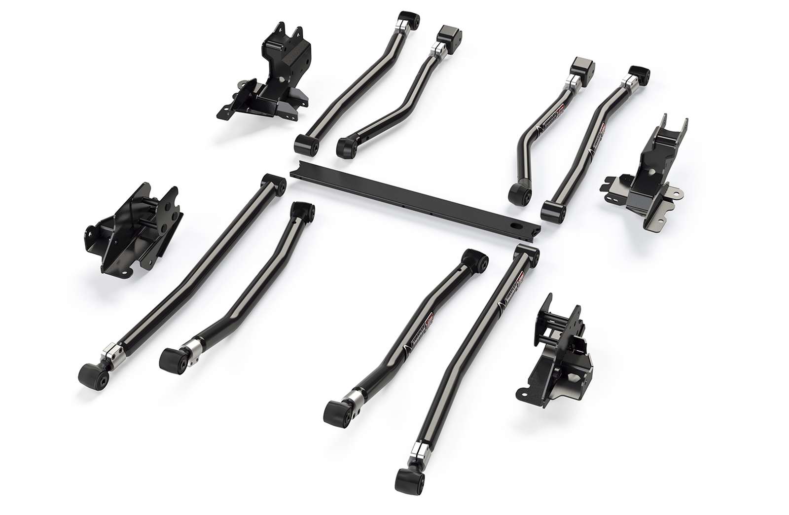 Heavy-duty black suspension control arms and mounting brackets kit for off-road vehicles