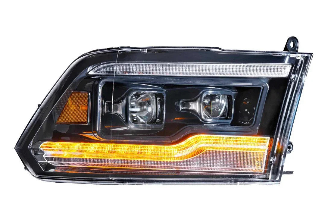 Ram Classic amber XB LED headlight with clear lens and amber LED light bar