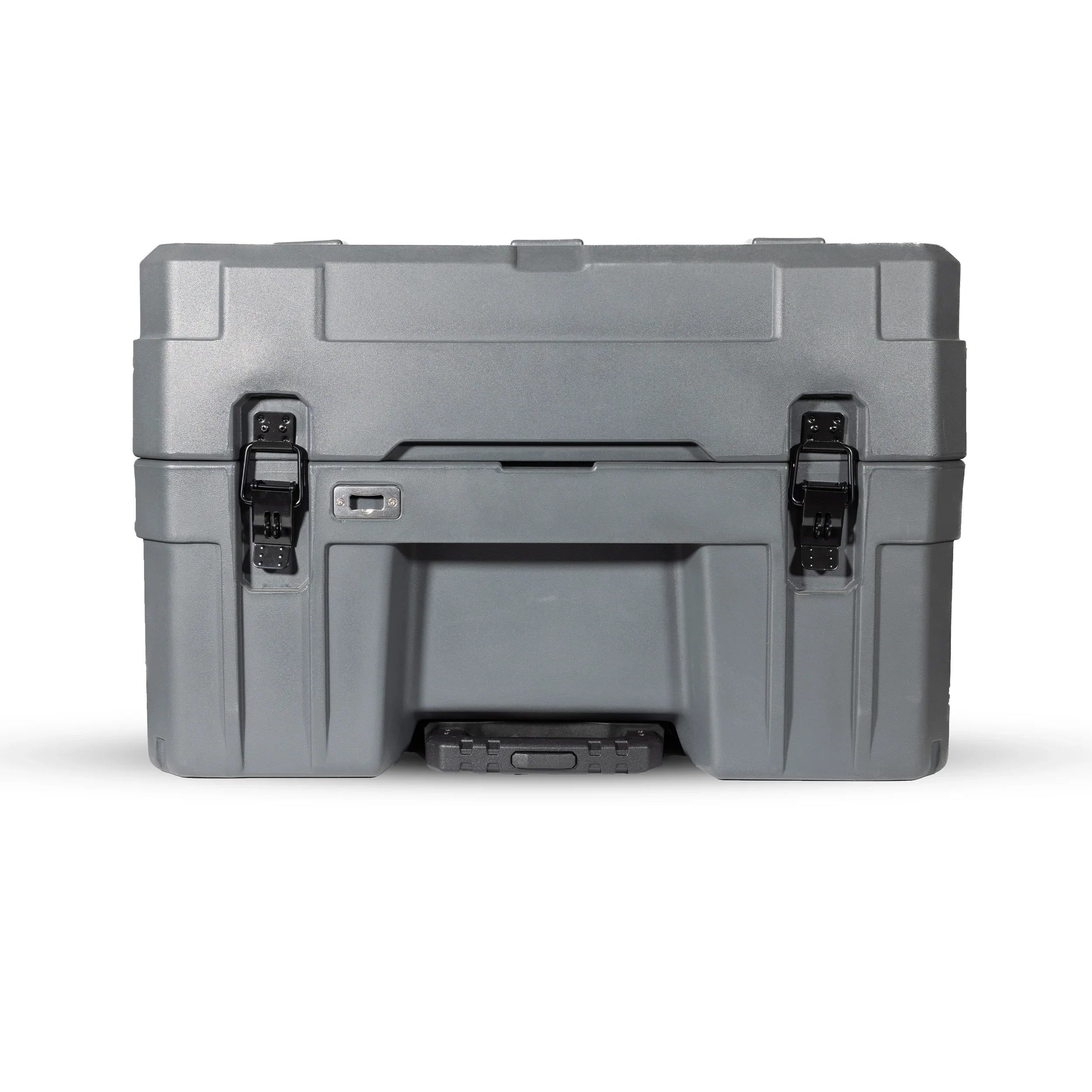Gray rugged overland storage case with side handle and heavy-duty latches for expedition gear