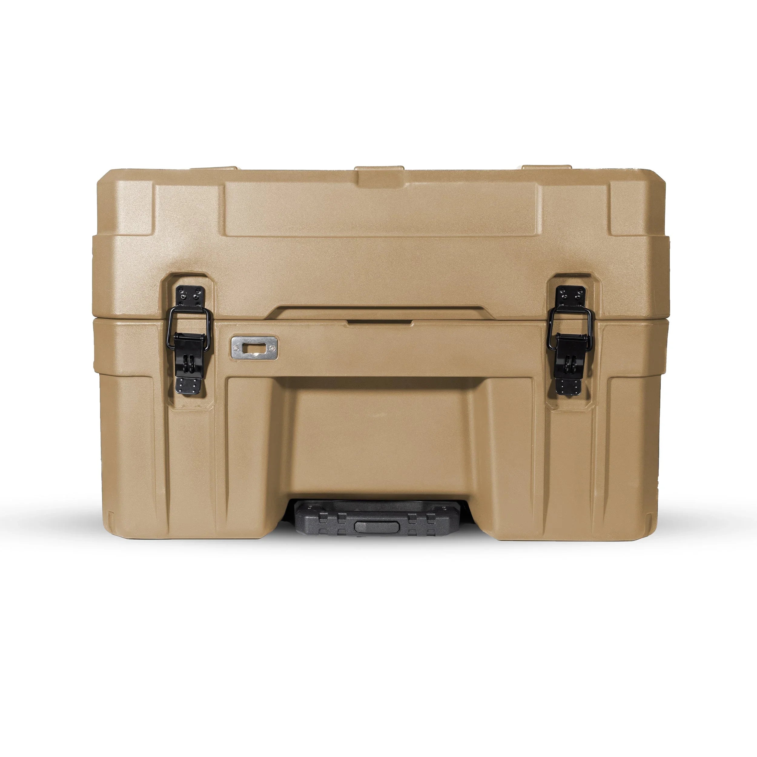 Desert tan rugged storage case with latches for overlanding and camping gear