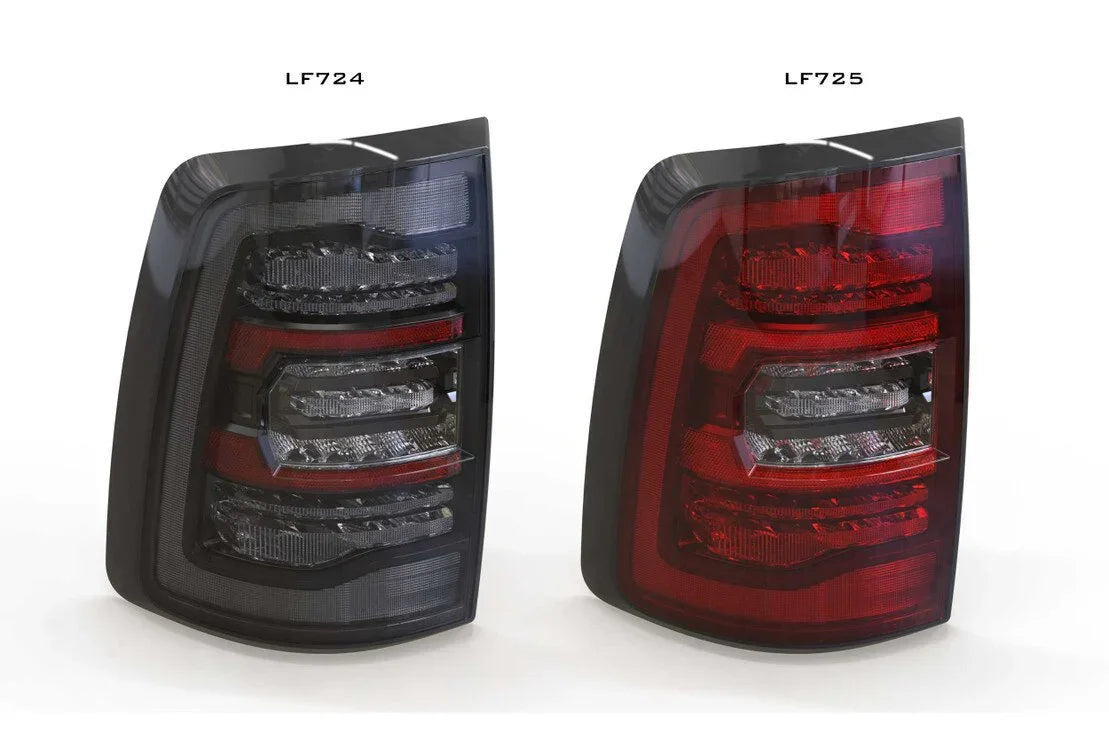 Dodge Ram Classic LED tail lights set, black and red housing, part numbers LF724 LF725