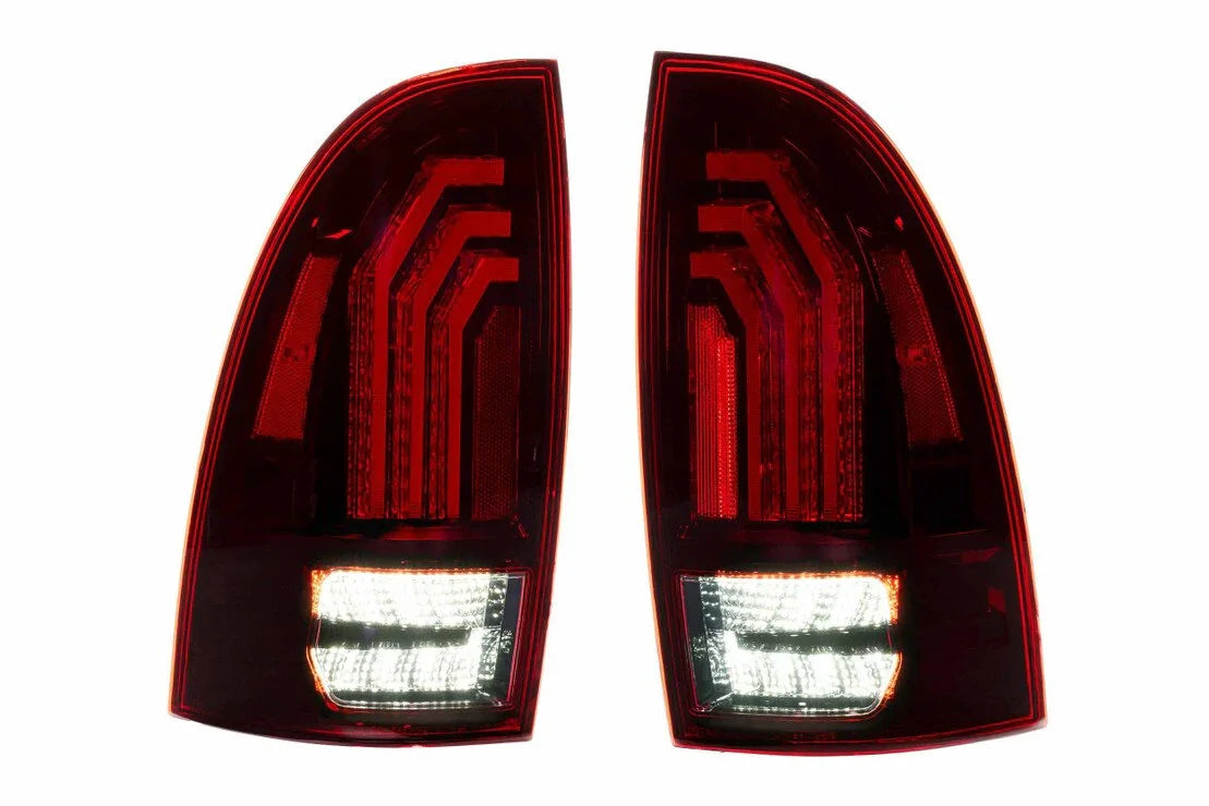 Pair of red LED tail lights with clear reverse lights for Toyota Tacoma truck