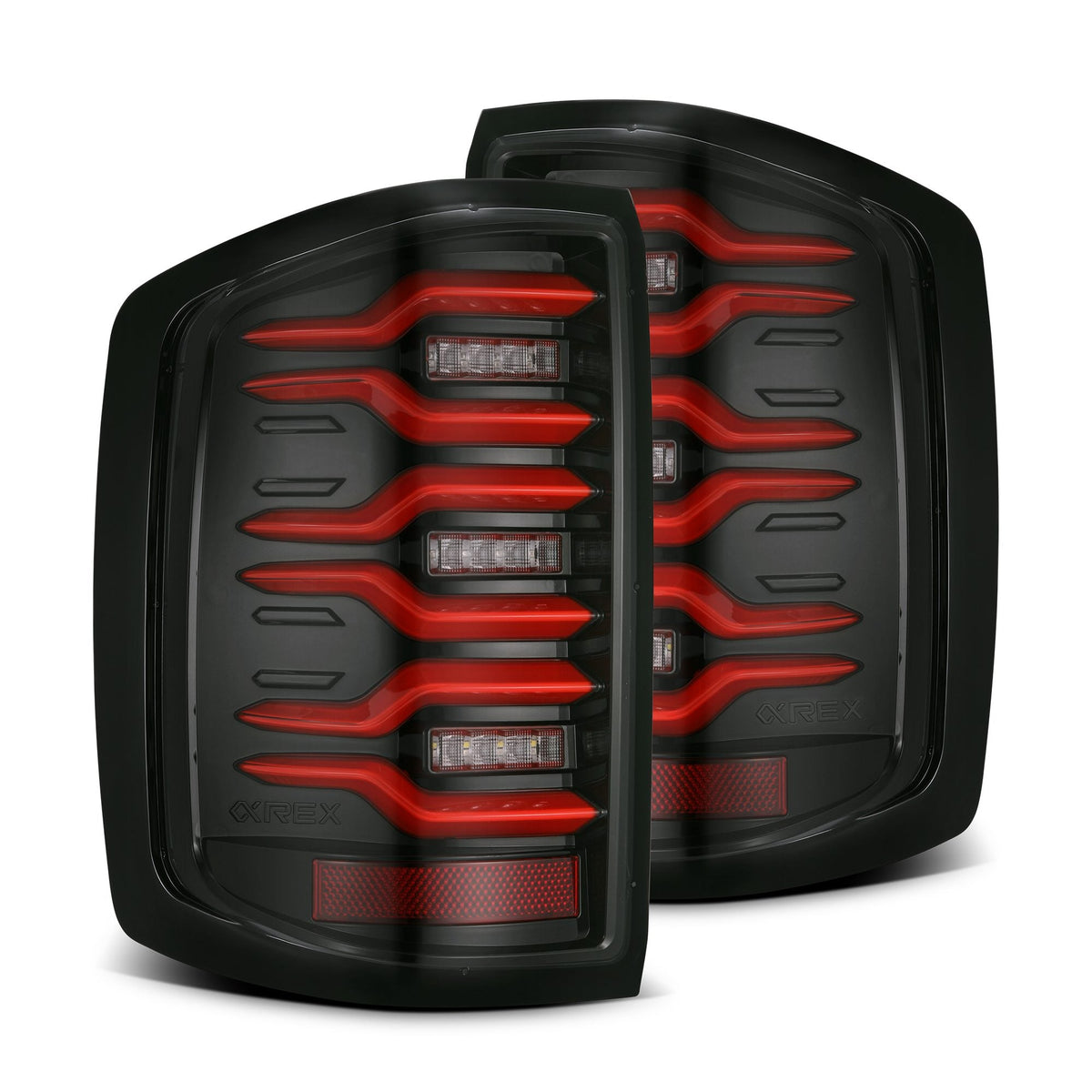 AlphaRex LUXX-Series LED Tail Lights for Chevrolet Silverado 1500 / Chevrolet Silverado HD 2500/3500 - Black Red