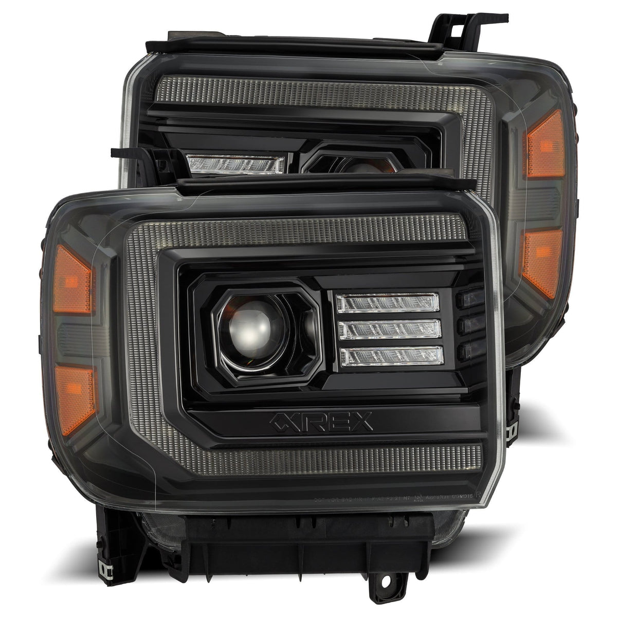 AlphaRex PRO-Series Halogen Projector Headlights for GMC Sierra 1500 / GMC Sierra HD 2500/3500 - Alpha-Black