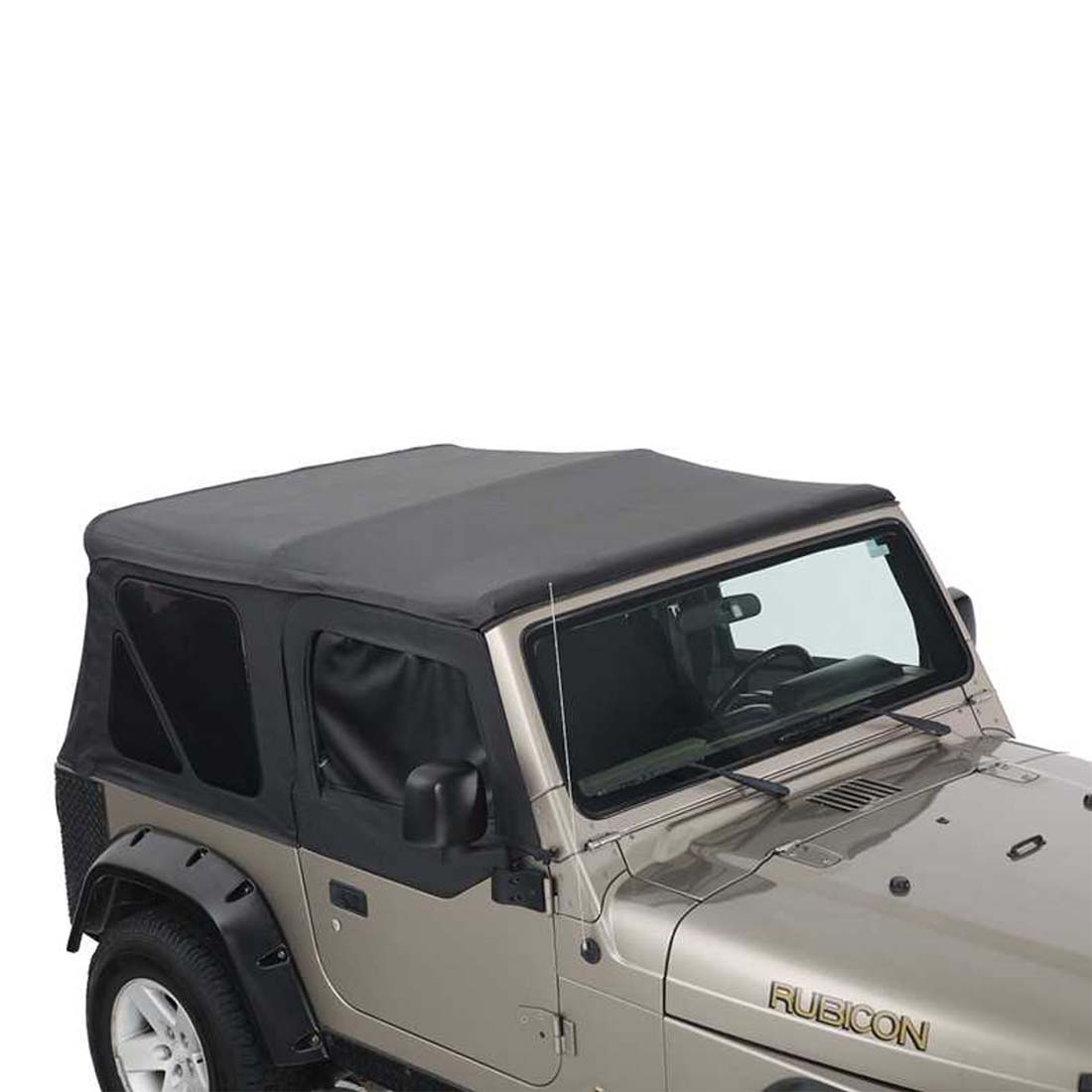 King 4WD replacement soft top with upper doors in Black Diamond for Jeep Wrangler TJ