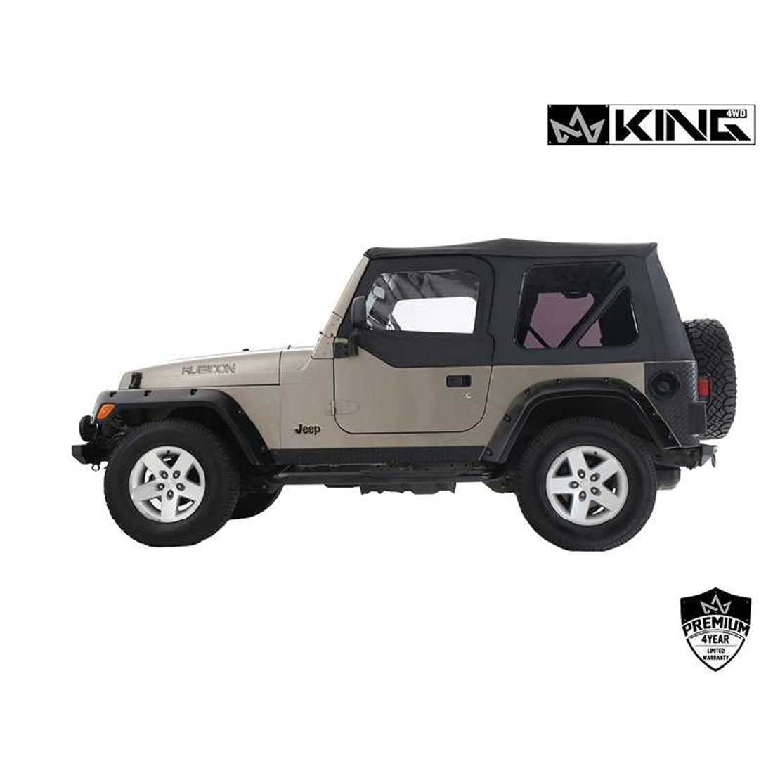King 4WD replacement soft top with upper doors in Black Diamond for Jeep Wrangler TJ - view 3