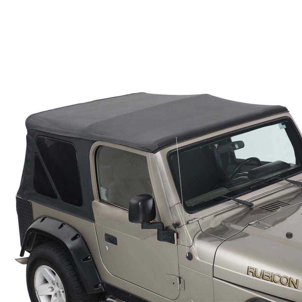 King 4WD replacement soft top without upper doors in Black Diamond for Jeep Wrangler TJ