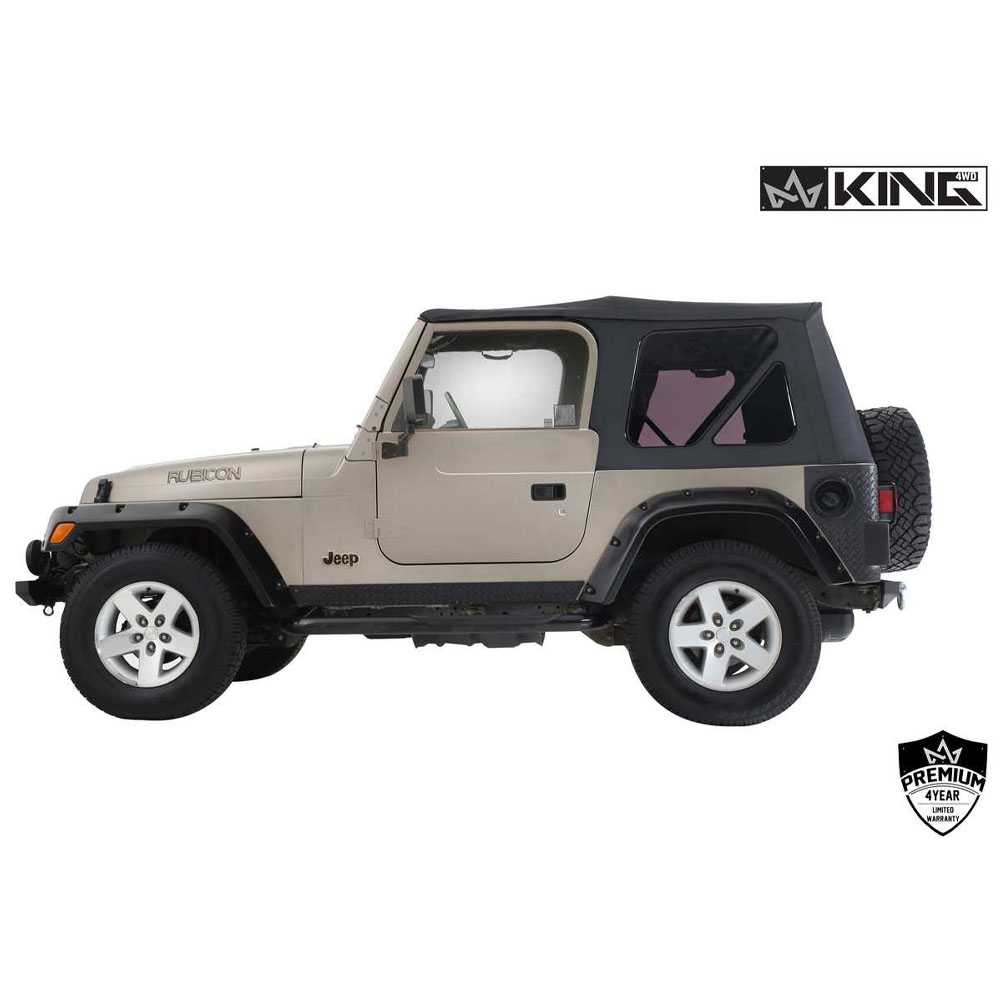 King 4WD replacement soft top without upper doors in Black Diamond for Jeep Wrangler TJ - view 3