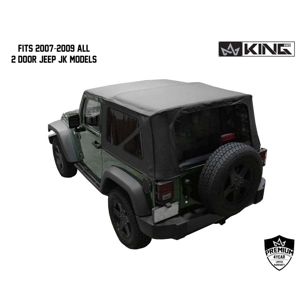 King 4WD replacement soft top in Black Diamond for 2007-2009 Jeep Wrangler JK 2 door - view 3