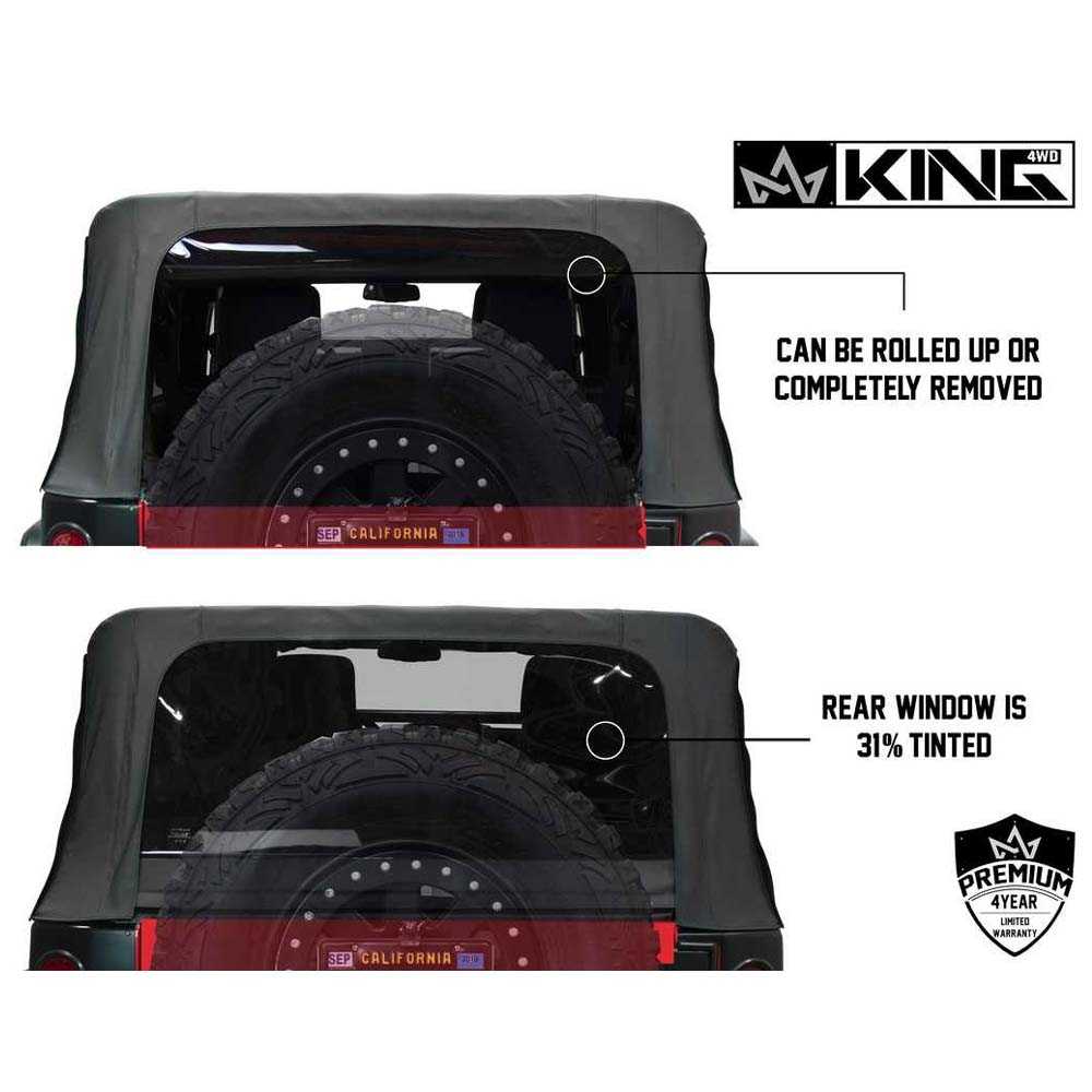 King 4WD replacement soft top in Black Diamond for 2007-2009 Jeep Wrangler Unlimited JK - view 6