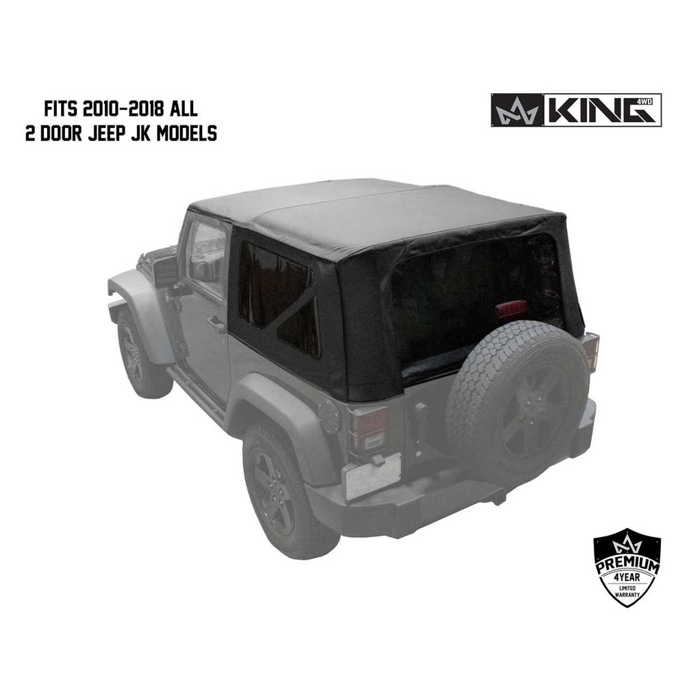 King 4WD replacement soft top in Black Diamond for Jeep Wrangler JK 2 door - view 3