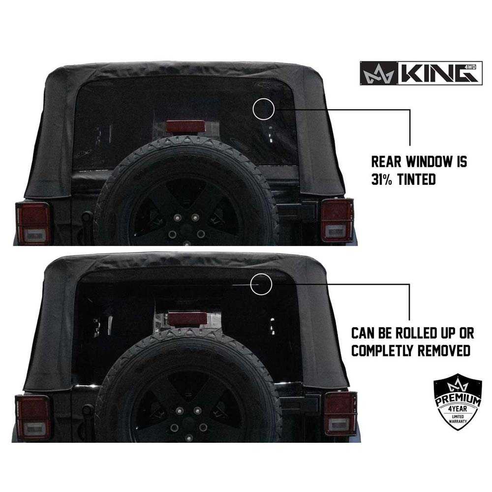 King 4WD replacement soft top in Black Diamond for Jeep Wrangler JK 2 door - view 7