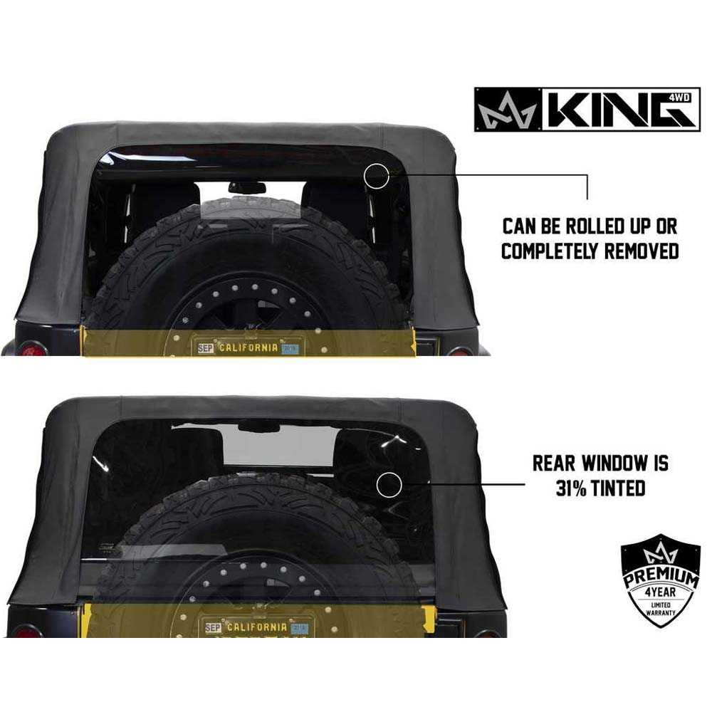 King 4WD replacement soft top in Black Diamond for Jeep Wrangler Unlimited JK 4 door - view 6