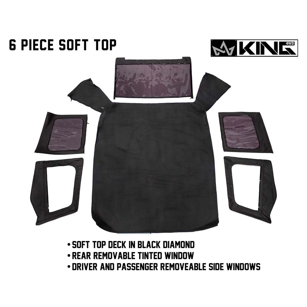 King 4WD replacement soft top in Black Diamond for Jeep Wrangler YJ - view 6
