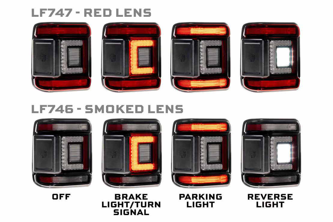 Morimoto Jeep Wrangler JL (2018+) XB LED Low Profile Tail Lights (Smoked or Red)