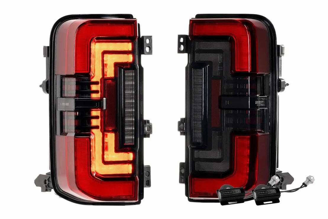 Red smoked LED tail lights for 2021 and up Ford Bronco, with blacked-out accents