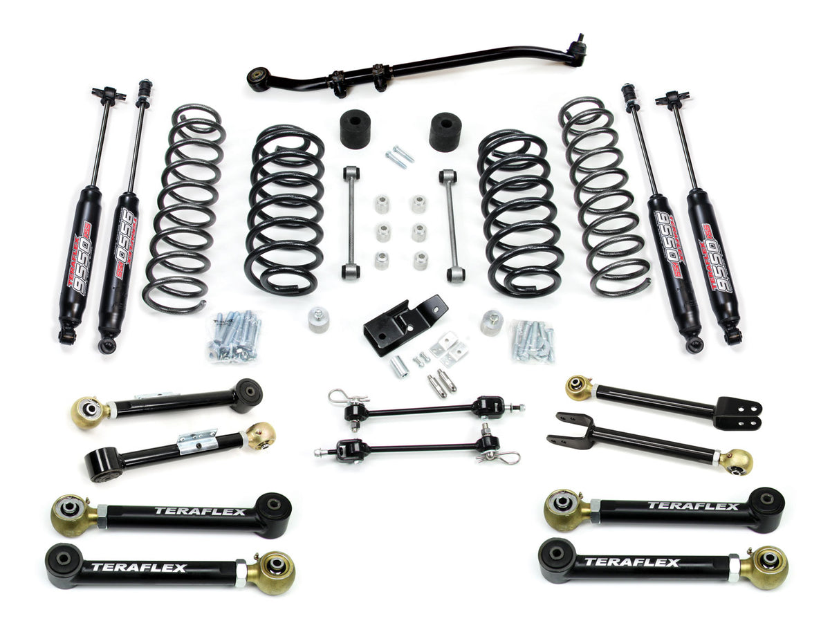 TeraFlex 3" suspension system with 8 short control arms and 9550 VSS shocks for Jeep Wrangler TJ 1997-2006