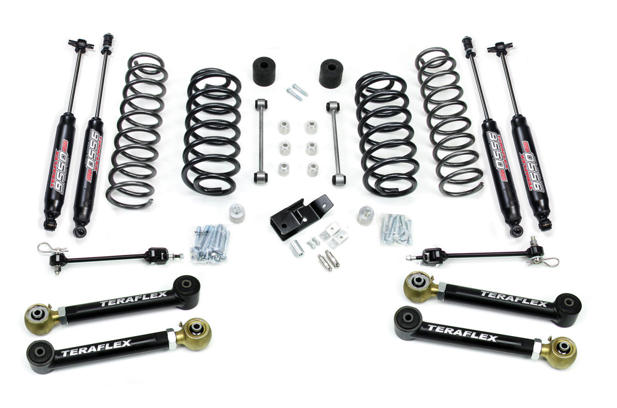 TeraFlex 4" short control arm suspension system with 9550 VSS shocks for Jeep Wrangler TJ 1997-2006