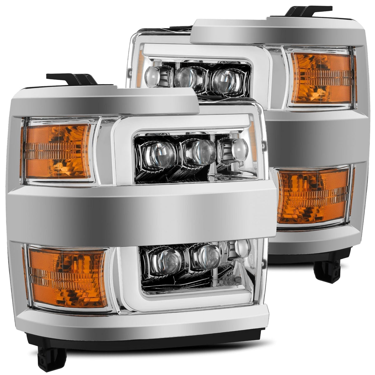 AlphaRex MK II NOVA-Series LED Projector Headlights (Chrome Center) for Chevrolet Silverado HD 2500/3500 - Chrome