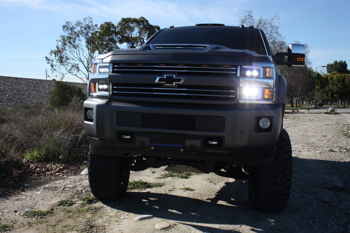AlphaRex MK II NOVA-Series LED Projector Headlights (Chrome Center) for Chevrolet Silverado HD 2500/3500 - Chrome