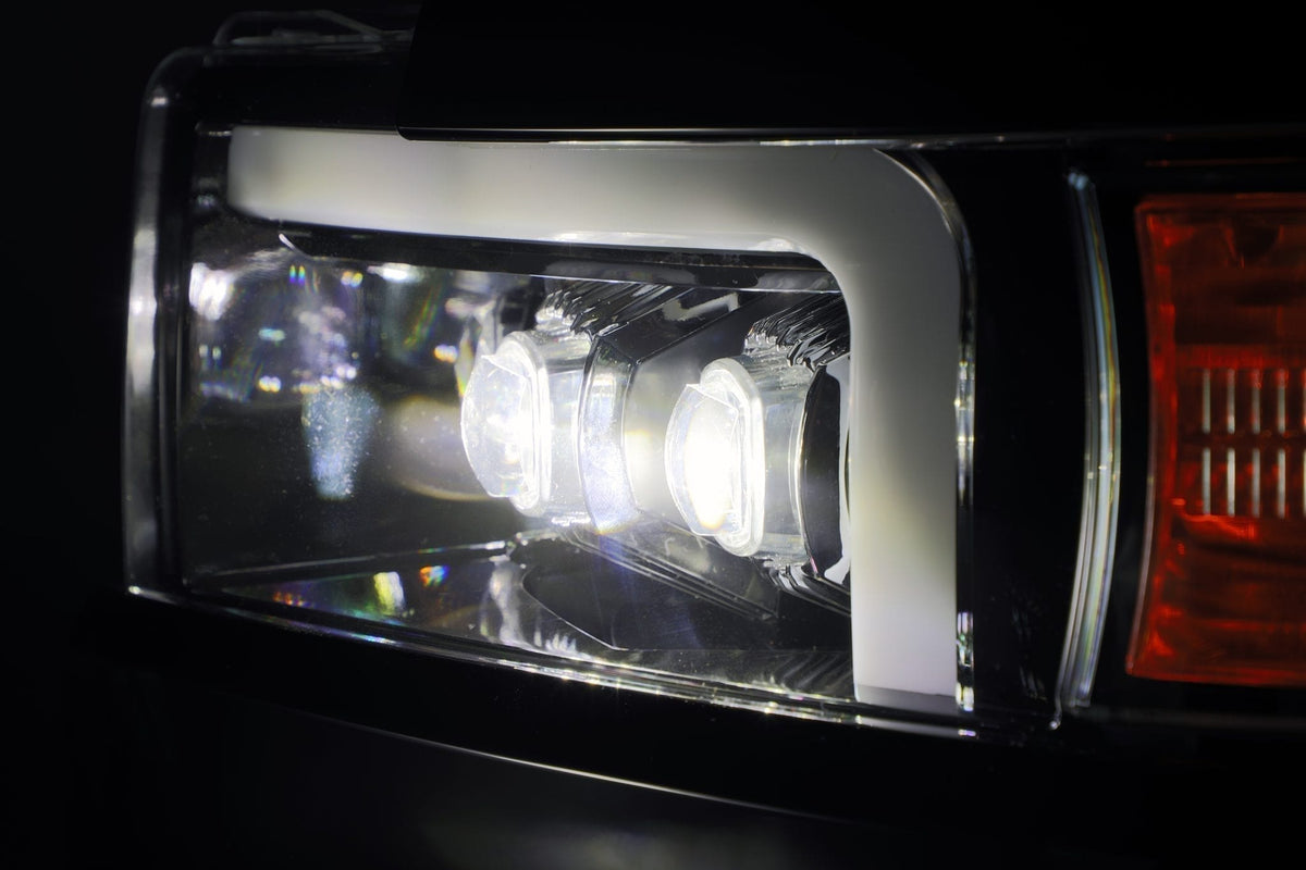 AlphaRex MK II NOVA-Series LED Projector Headlights (Paintable Black Center) for Chevrolet Silverado HD 2500/3500 - Jet Black