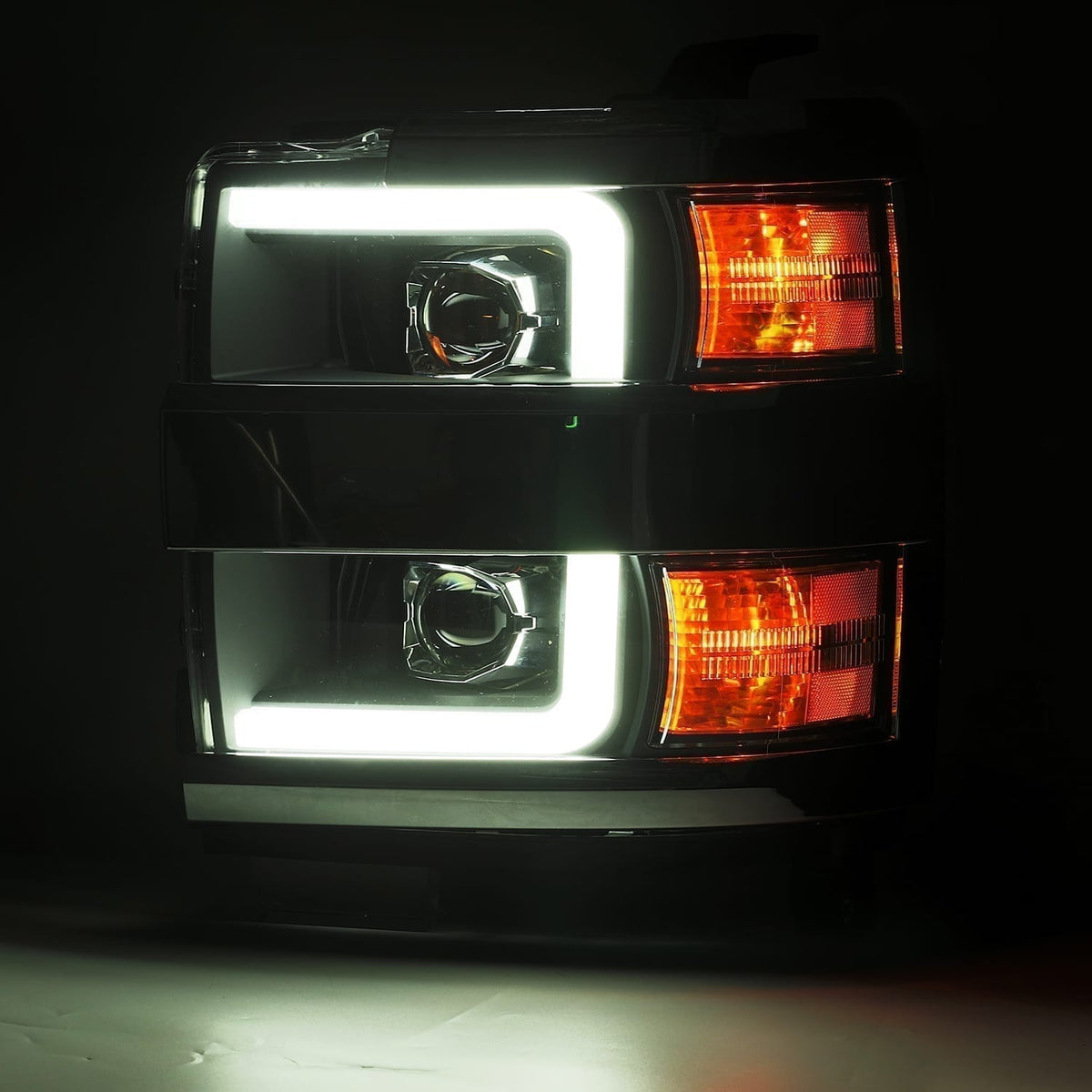 AlphaRex PRO-Series Halogen Projector Headlights for Chevrolet Silverado HD 2500/3500 - Jet Black