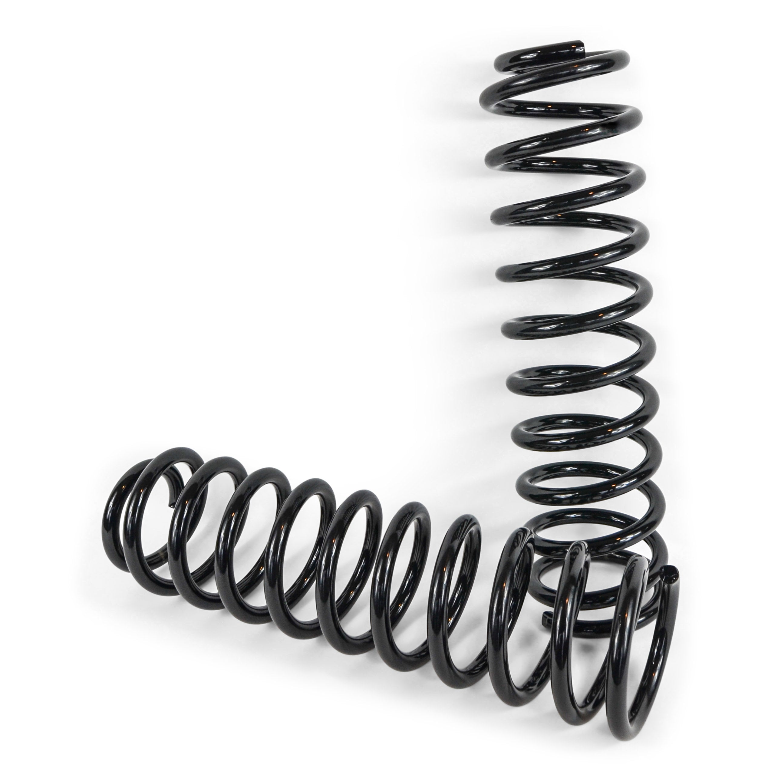 Pair of black coil springs for off-road vehicle suspension upgrades