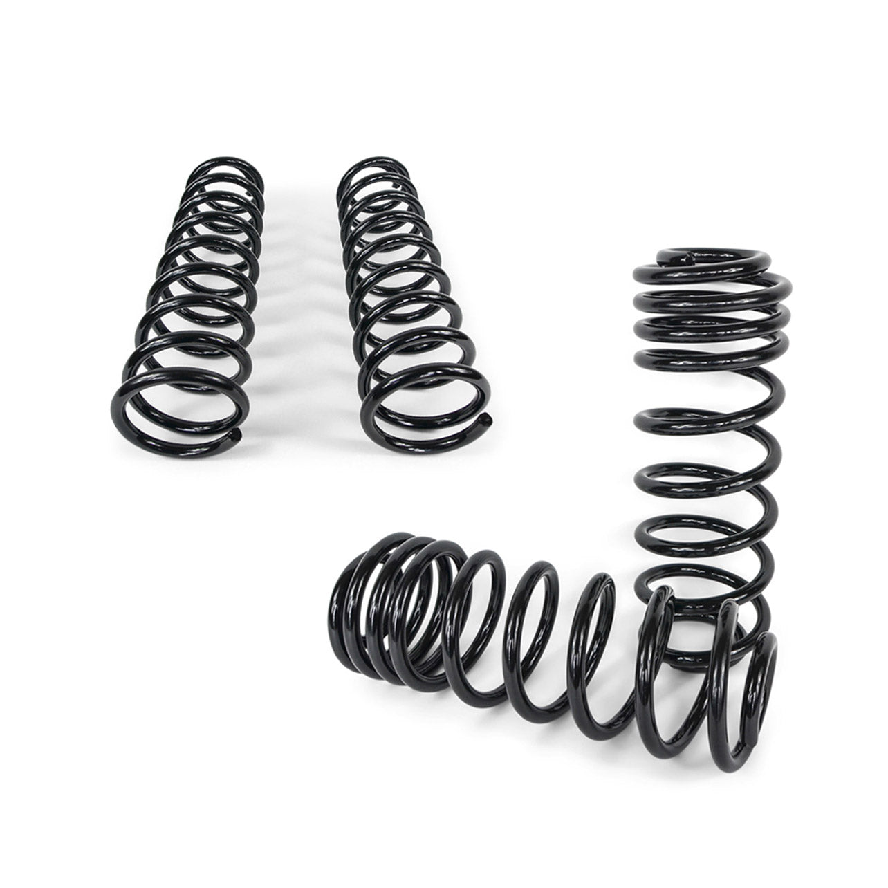 Set of black heavy-duty coil springs for off-road vehicles and overlanding trucks